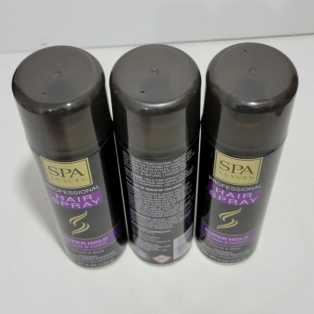 Spa Luxury Professional Hair Spray Super Hold Volume & Body 6oz 3 Pack Bulk New
